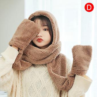 Cute Bear Ears Warm Hat Scarf For Women Girl Outdoor Winter Durable Hat Scarf New