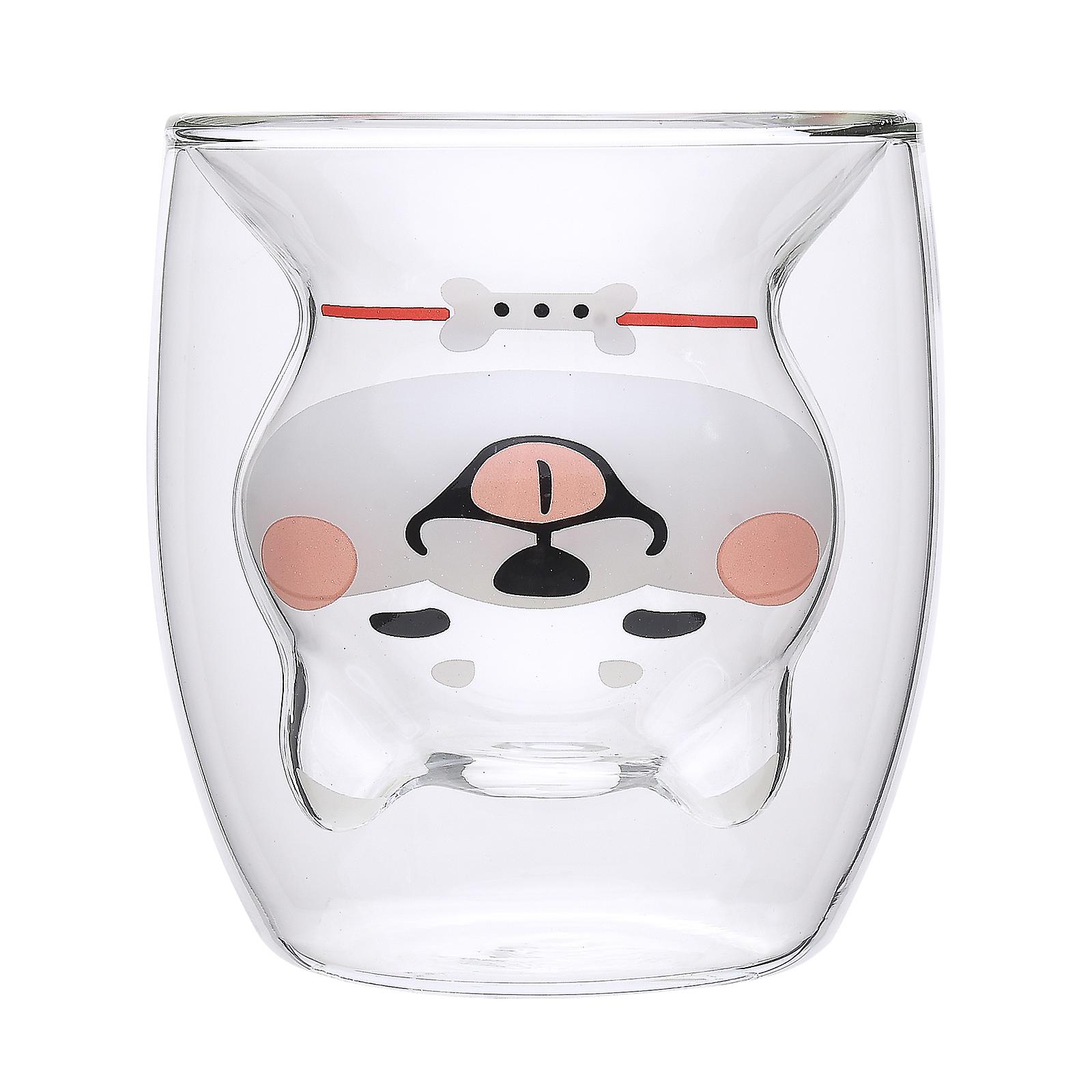Tier Katze Bär Hund Doppelschicht Glas Teebecher Cartoon Isolierte Wassertasse