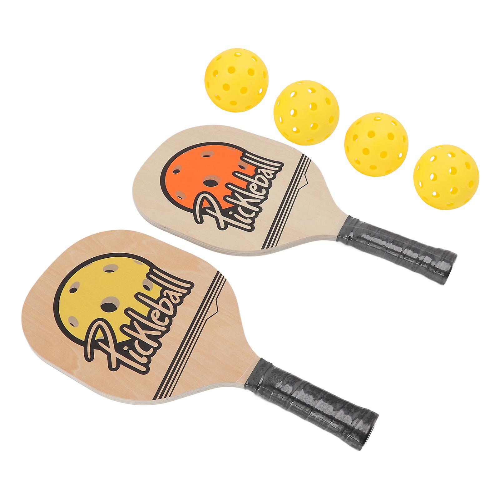 Wooden Pickleball Paddles Beginners Pickleball Rackets Balls Set Sports