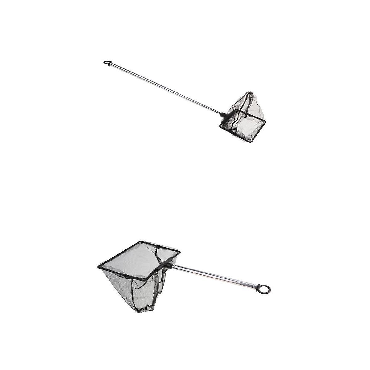 2Pcs Small Aquarium Fish Net with Extendable Long Handle for Betta Fish Tank