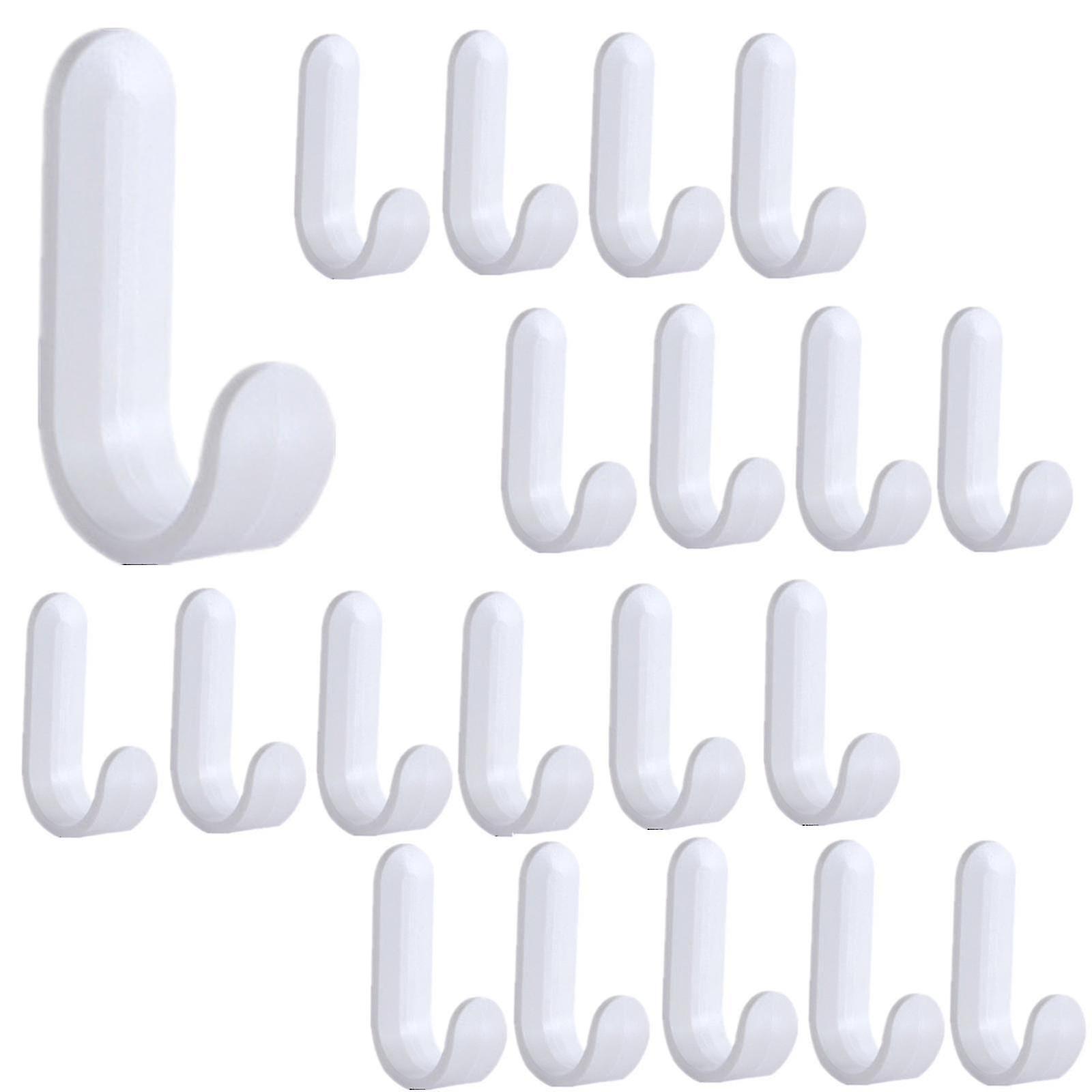 20pcs Colorful Self Adhesive Hooks, Plastic Wall Hook, Coat Rack Hook