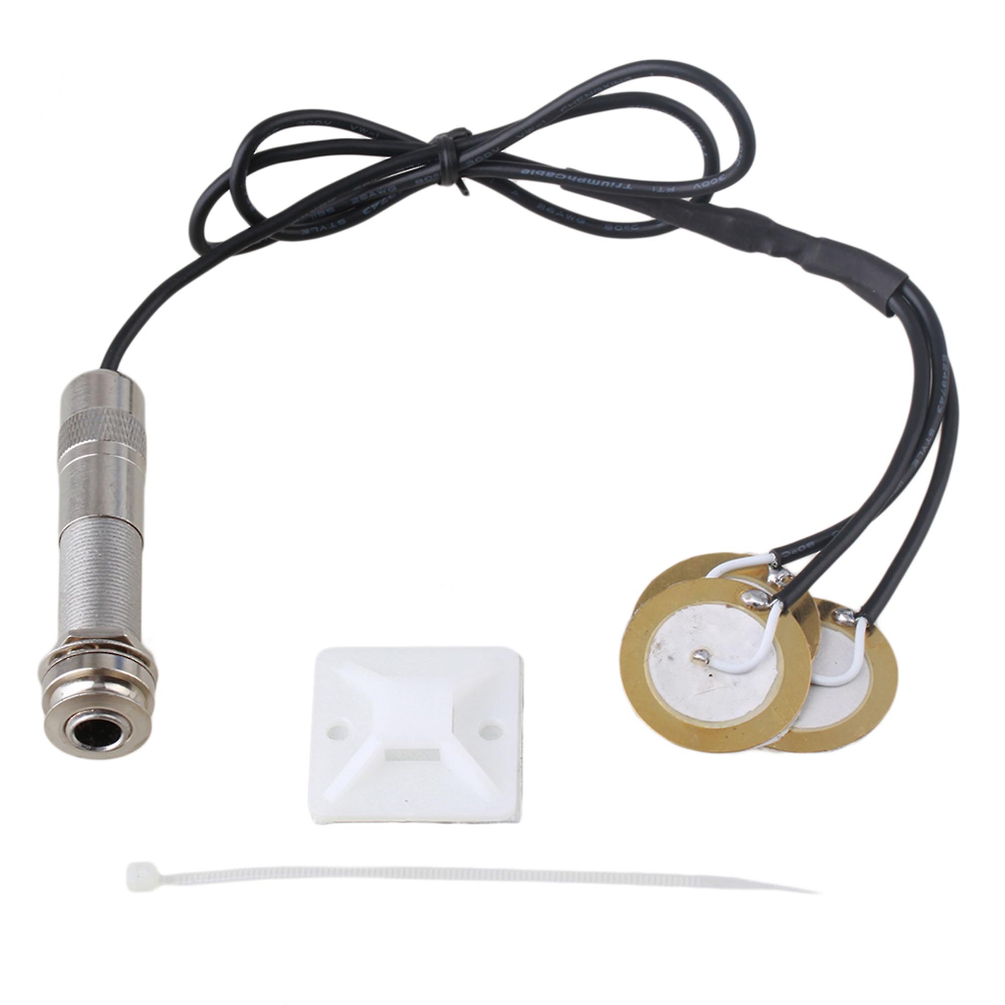 Universal Pickup Piezo Transducer Guitar Part DIY Silver 6.35mm Jack