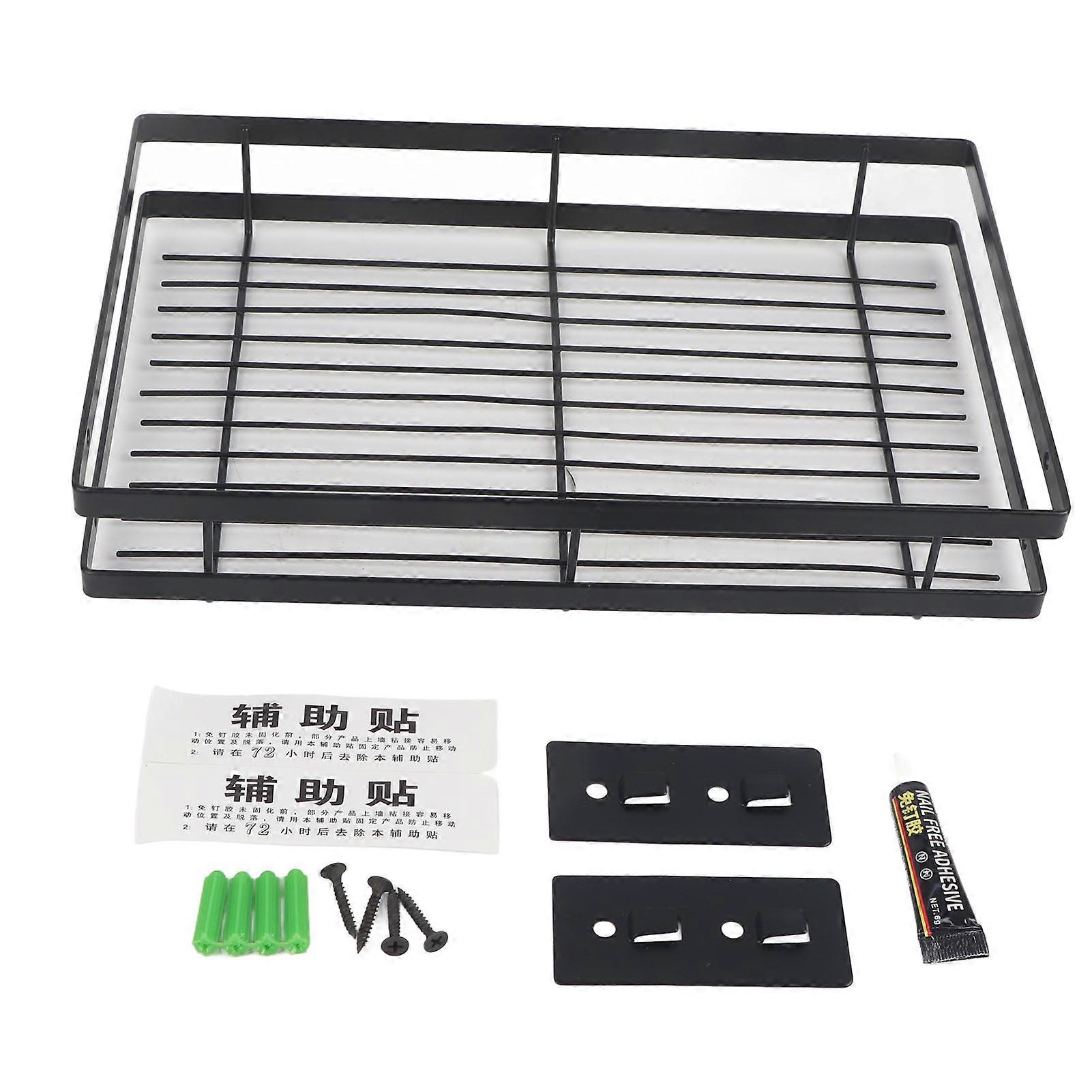 Space-Saving Wall-Mounted Iron Spice Rack for Kitchen Organization