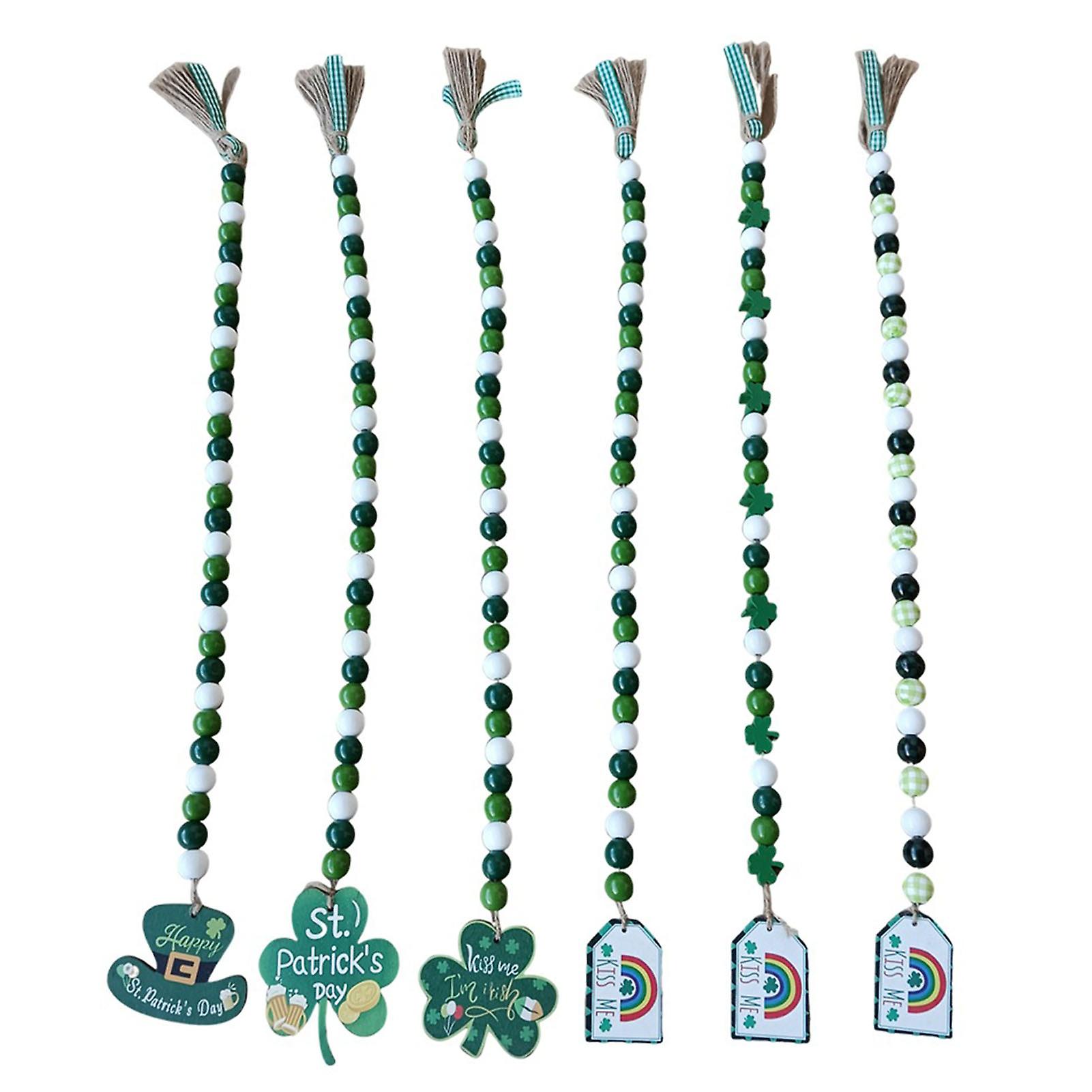 Shamrocks Ornaments Festive Carnival Beads With Fringe Green Classic Styles Hanging Pendant For Irish Day Tree Decor And Home