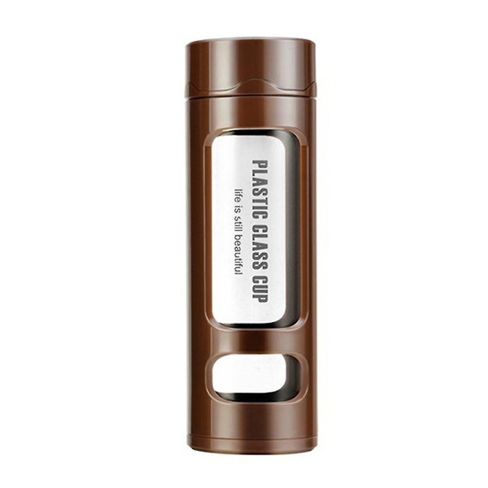 OuZhan 400ml Portable Camping Double Layer Clear Glass Water Bottle with Tea Infuser
