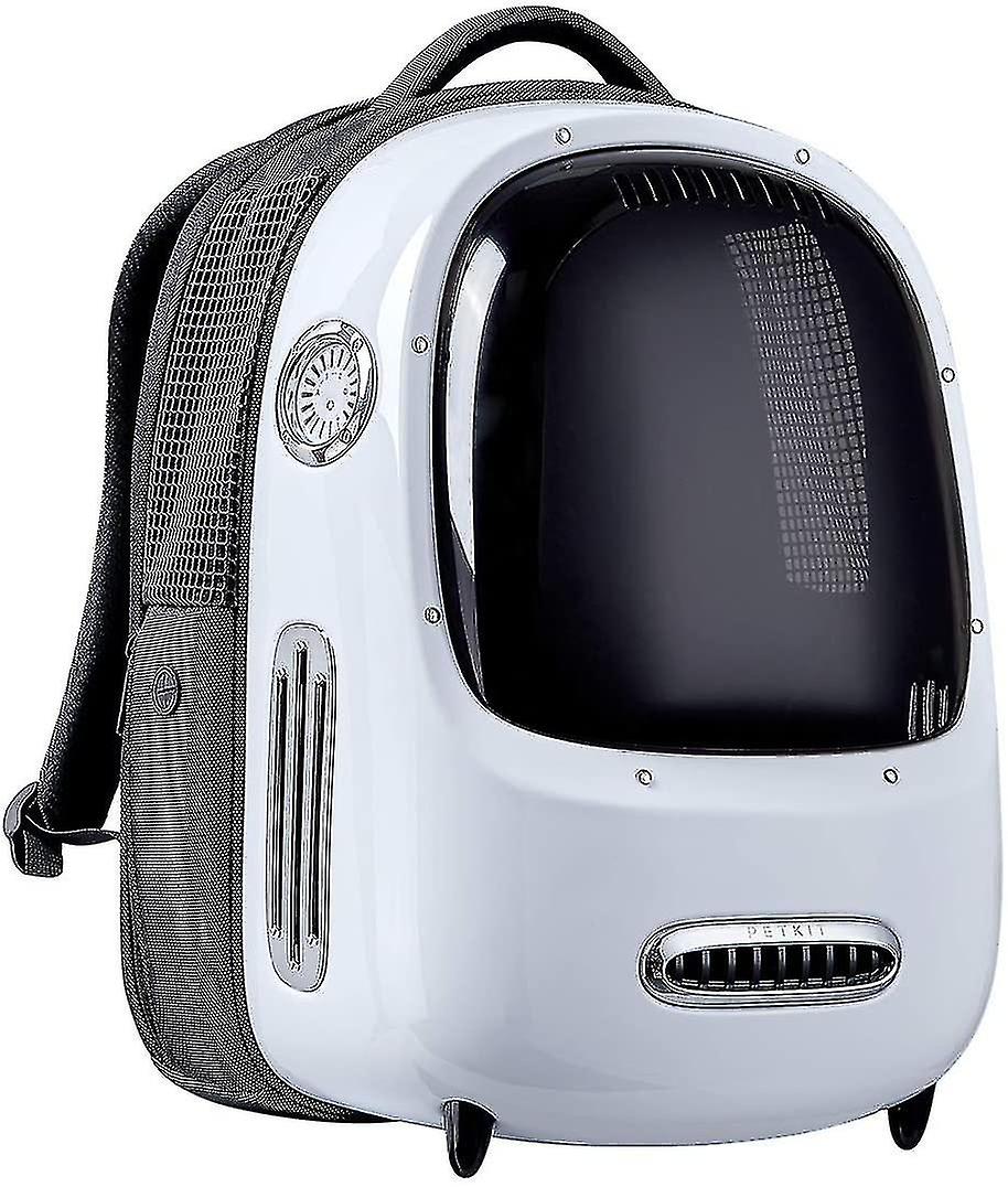 Pet Backpack Cat Travel Backpack Built-in Fan Puppy Lighting Backpack Pet Ventilated Backpack Comfortable Outdoor Decompression Backpack White ==