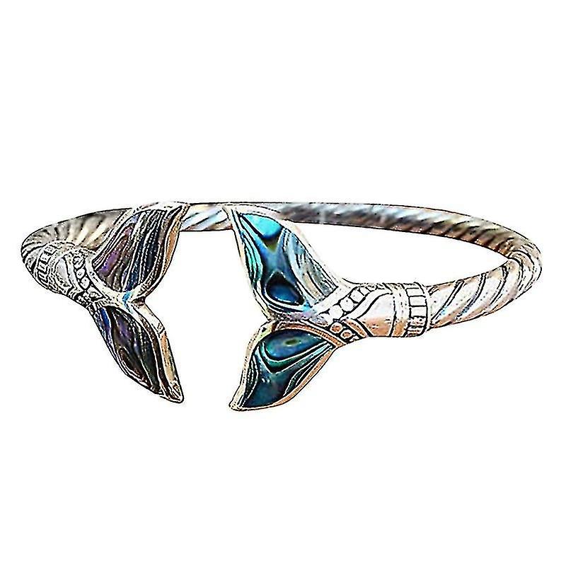 Unisex Abalone Shell And Fish Tail Ring Finger Ring Adjustable Open Ring