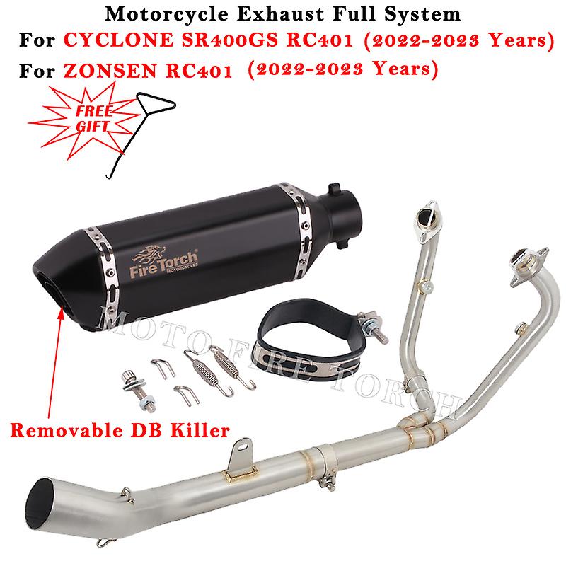 Motorrad Auspuff modifiziert Flucht Voll system Schall dämpfer Vorderrohr für Zyklon sr400gs rc401 2022 2023 für zonsen rc401 2022 2023