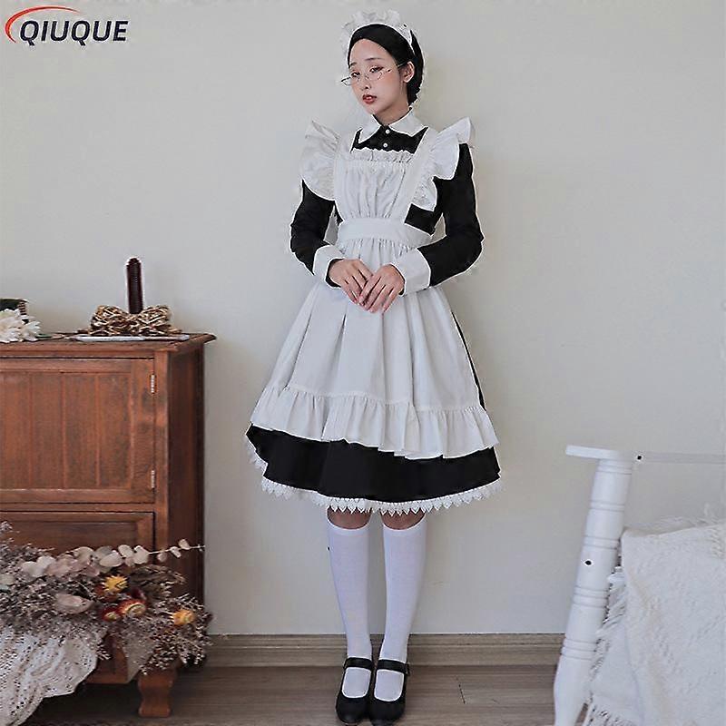 Women Maid Outfit Anime Long Dress French Court Maid Dress Lolita Dresses  Cosplay Costume