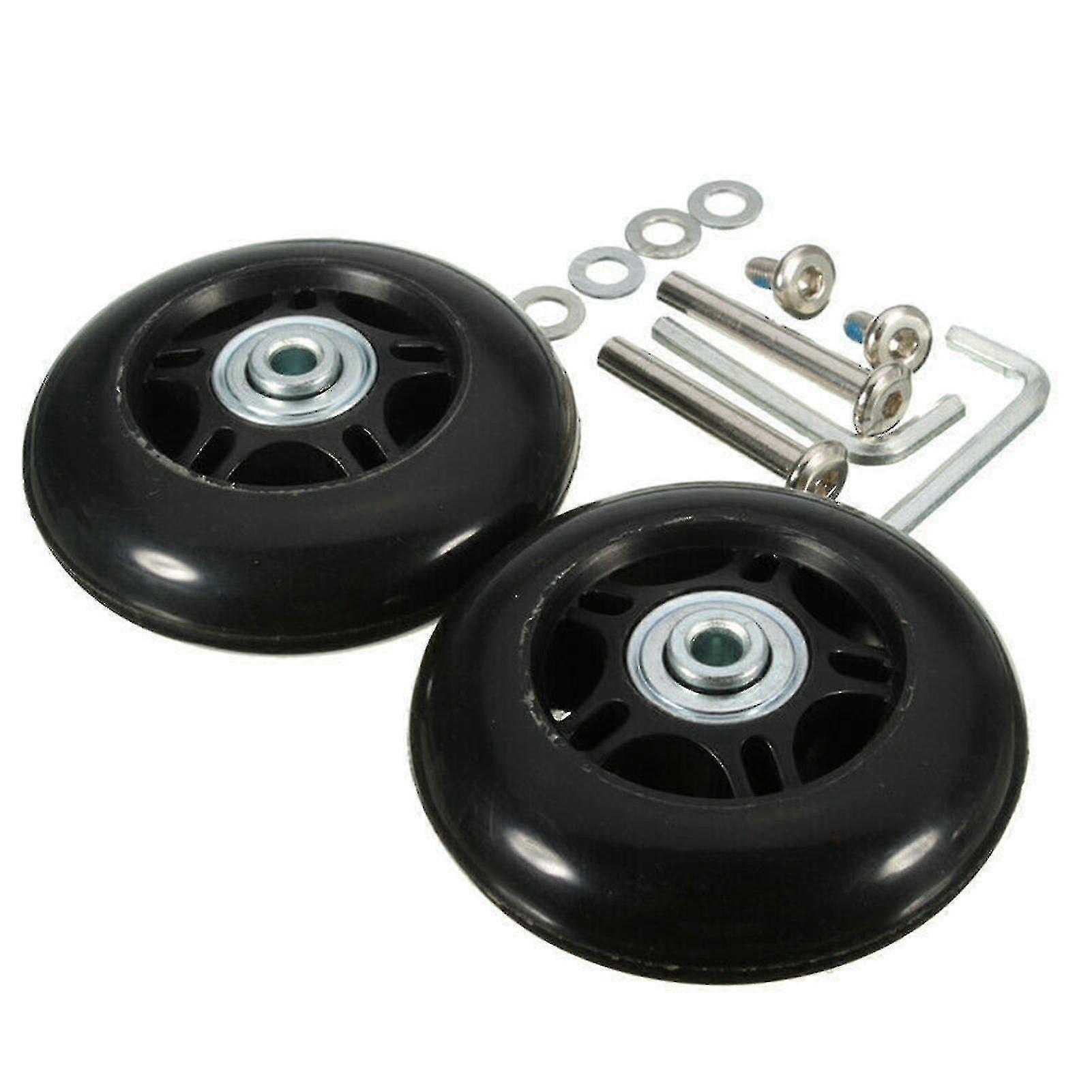 2 Pair Luggage Replacement Wheels With Low Noise Suitcase Rubber Swivel Caster Tools(60mm*18mm)