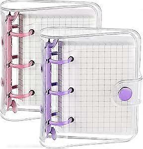 Sets Mini Transparent Ring Binder Covers with 3 Rings and Inner Paper Folder Pocket Transparent Soft PVC Ring Notebook Closure Loose Leaf Round Ring B