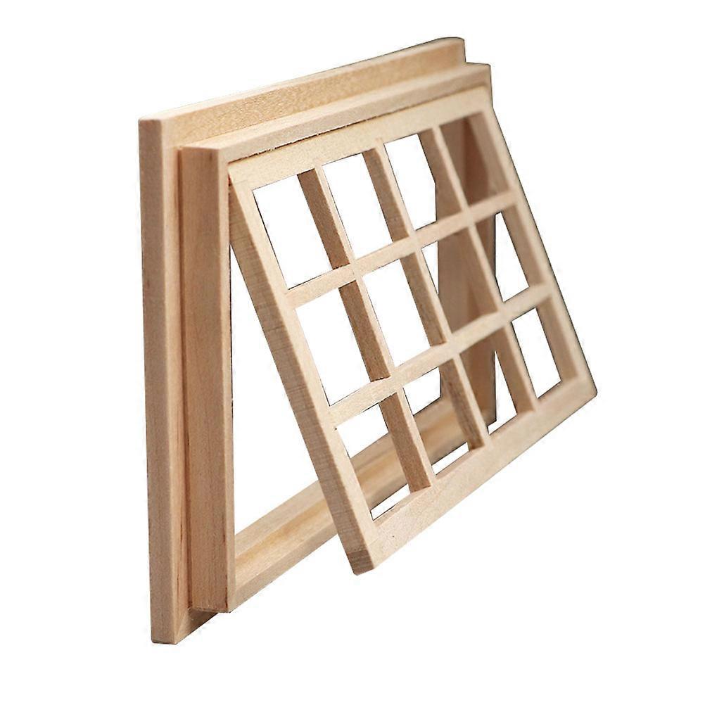 Decorative Mini Window Frame Model Mini House Decor Scene Layout Adorn (Beige)