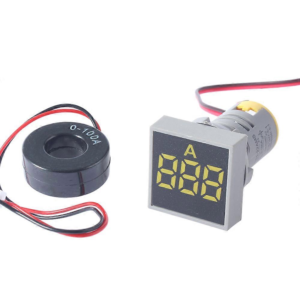 1pc 22MM Square Digital Display Ammeter Current Meter 0-100A Indicator Voltmeter Tester Led Lamp AC 60V-450V