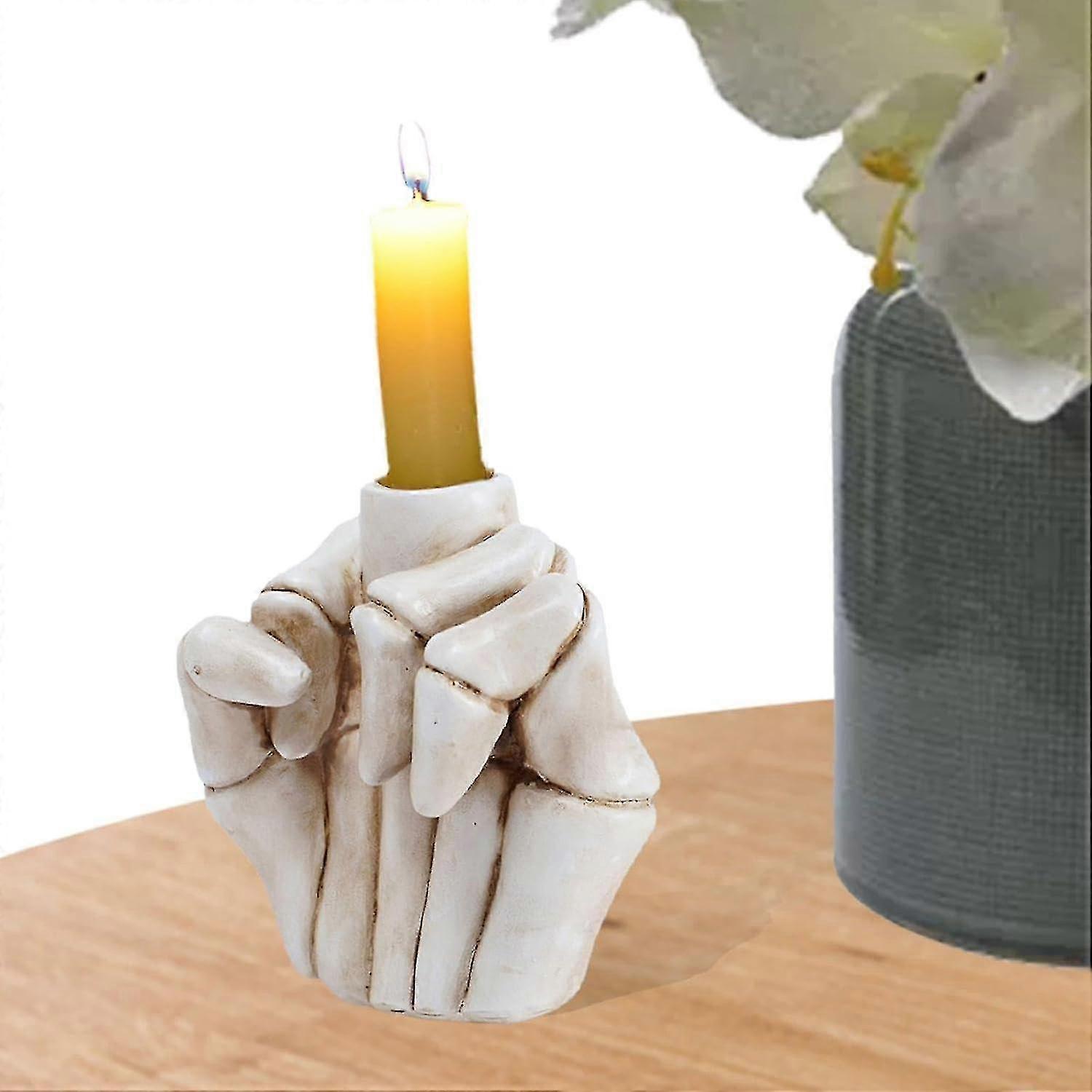 resin Funny Gesture Candle Holder,room Supplies Aesthetic Hand Gesture Figurine Dinner Accessories - Candle Table Candlestick Candle Decor For Kitch