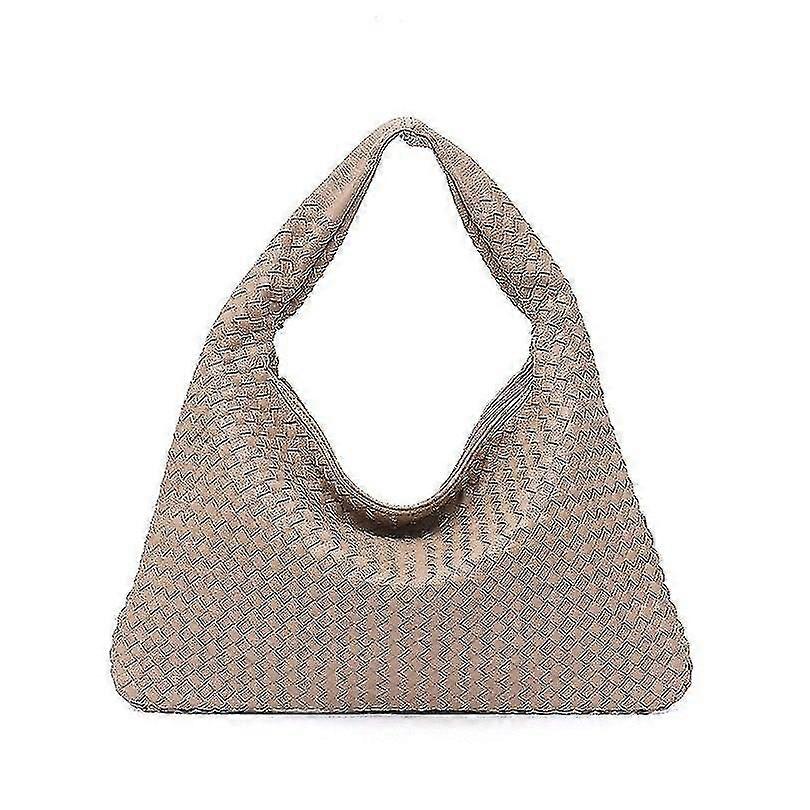 حقيبة هوبو جلدية مصنوعة يدويا منسوجة عارضة أنثى حقيبة يد سعة كبيرة المرقعة سستة كتف النساء