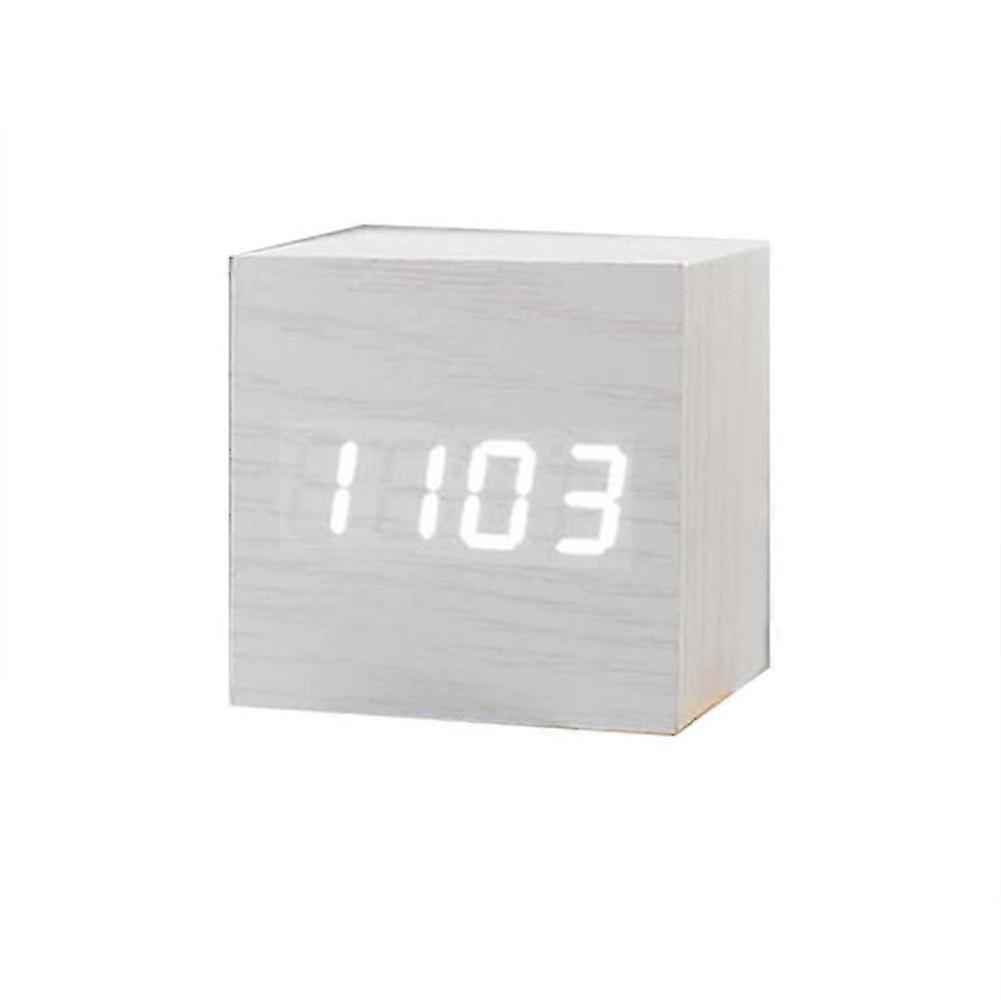Multifunctional Led Wooden Electronic Digital Alarm Clock With Light Mute Temperature Dual Display