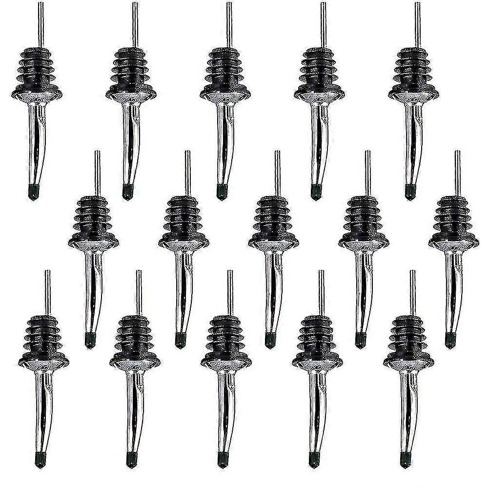 15 Pcs Stainless Steel Liquor Bottle Speed Pourers Tapered Spout With Rubber Dust Caps Perfect For Pubs, Clubs, Restaurants, Bars, Coffee Shops And Di