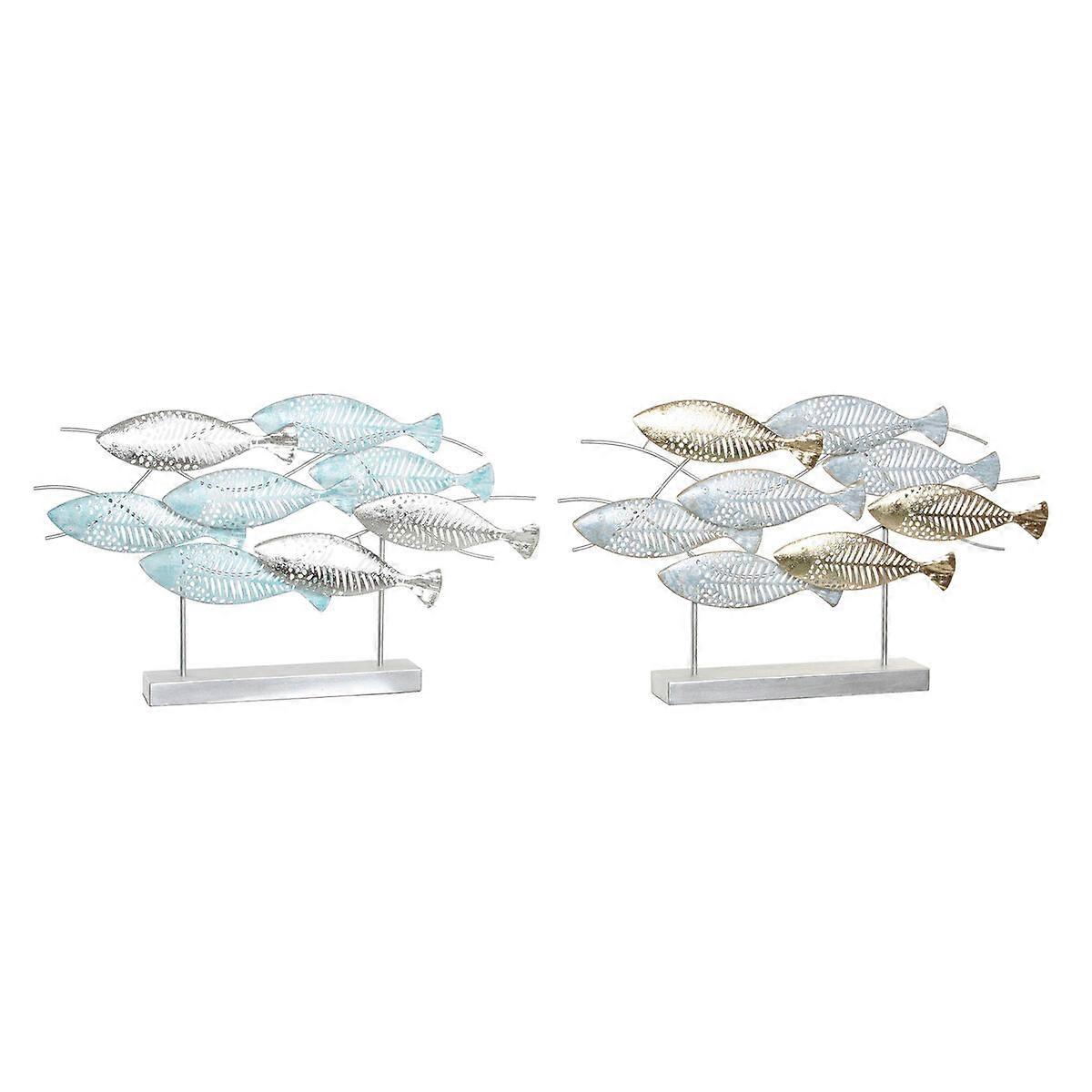 Decorative Figure DKD Home Decor 65,4 x 9 x 39,5 cm Silver Blue Golden Spirals Mediterranean (2 Units)