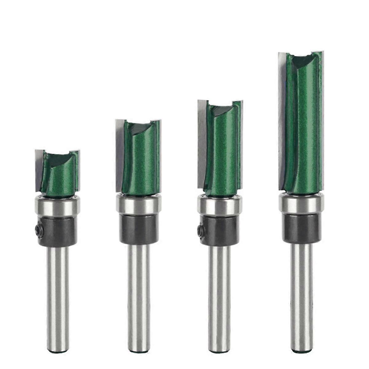 Bearing Trimming Cutter 4-Piece Set Woodworking Milling Cutter Slotted Double-Edged Handle with Bea