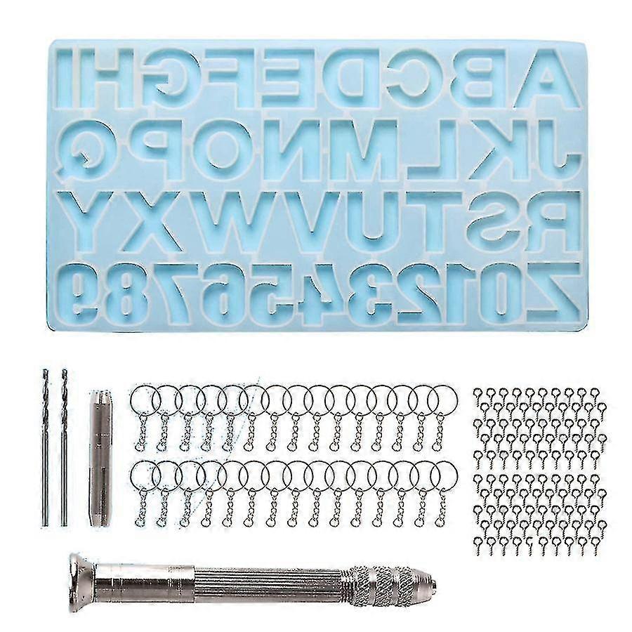 Epoxy Casting Mold Set Include 1x Hand Drill 2x Drill Bits 30x Keyrings 100x Screw Pins For Making
