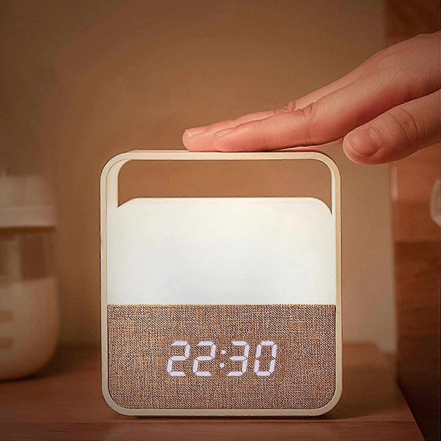 Alarm clock night light for children/teenagers, portable night light, temperature adjustable white light, 3200K, 1200mAh, suitable for getting up in t