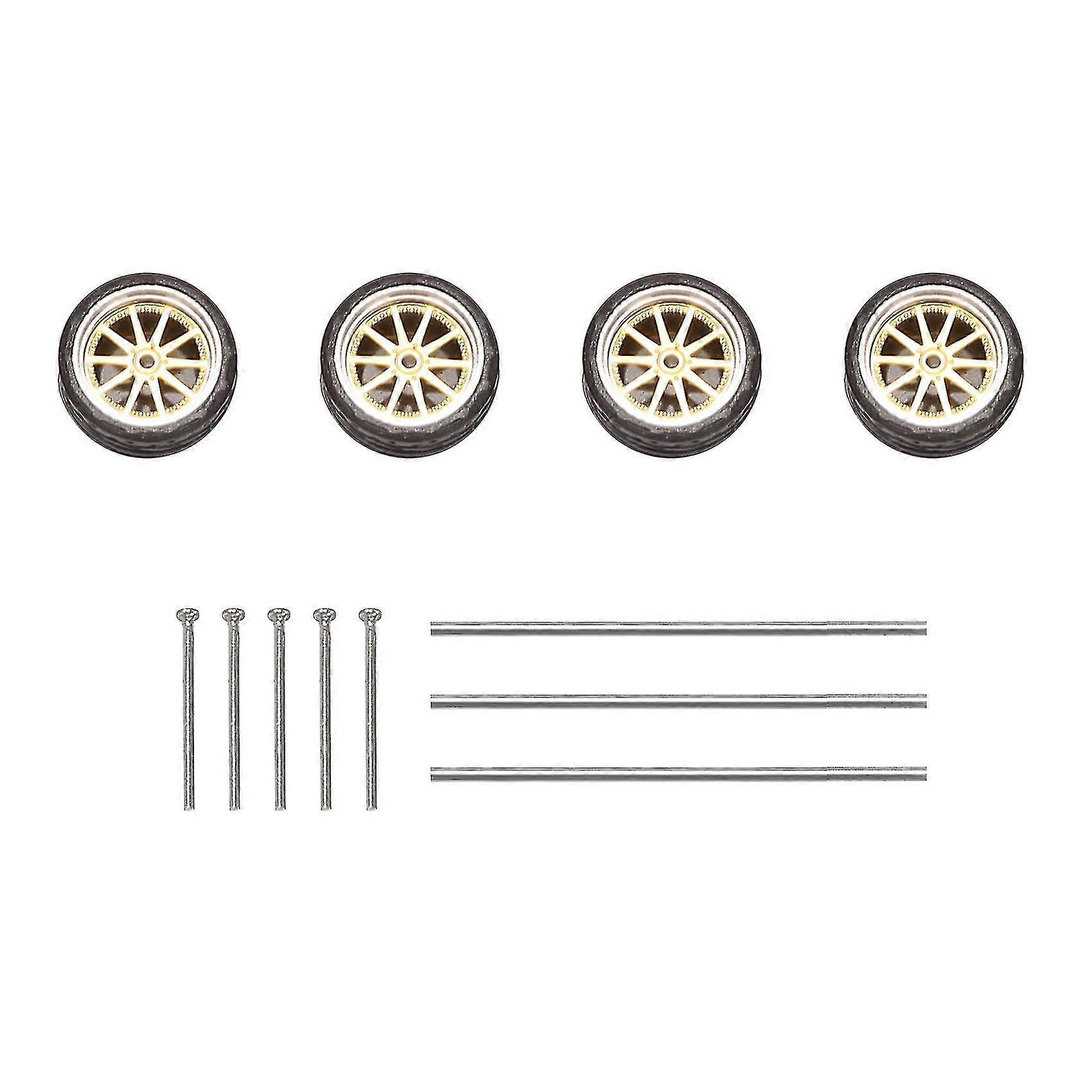 4pcs 1/64スケールスチーマー合金ホイールタイヤ合金モデルカー一般改造タイヤ1:64車両G