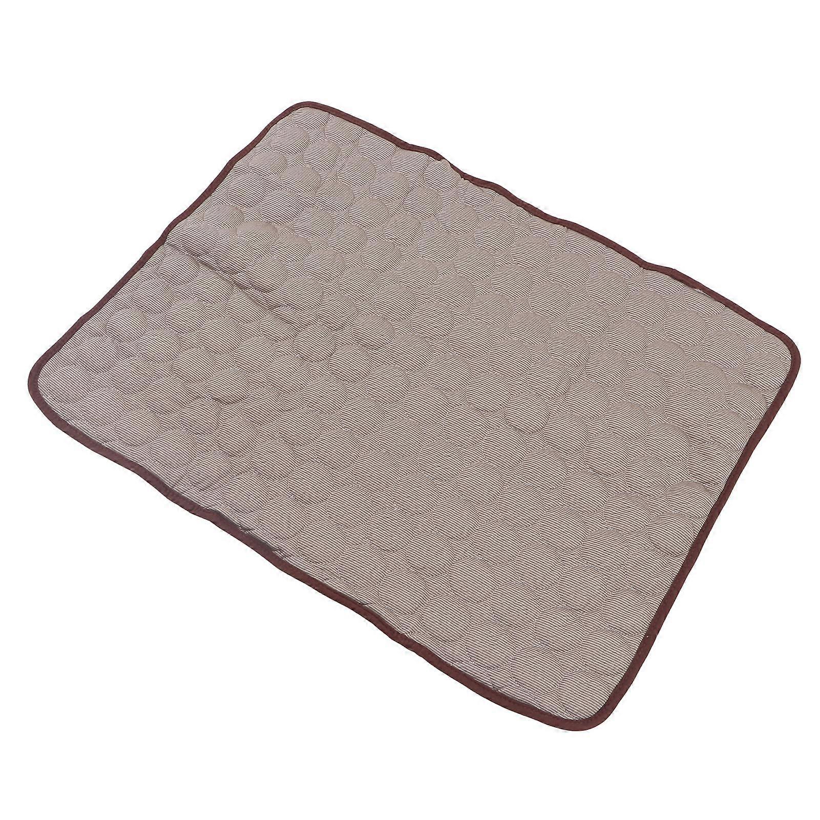 Pet Cooling Mat Breathable Folding Reusable Summer Self Cooling Cushion for Dogs Cats L Brown