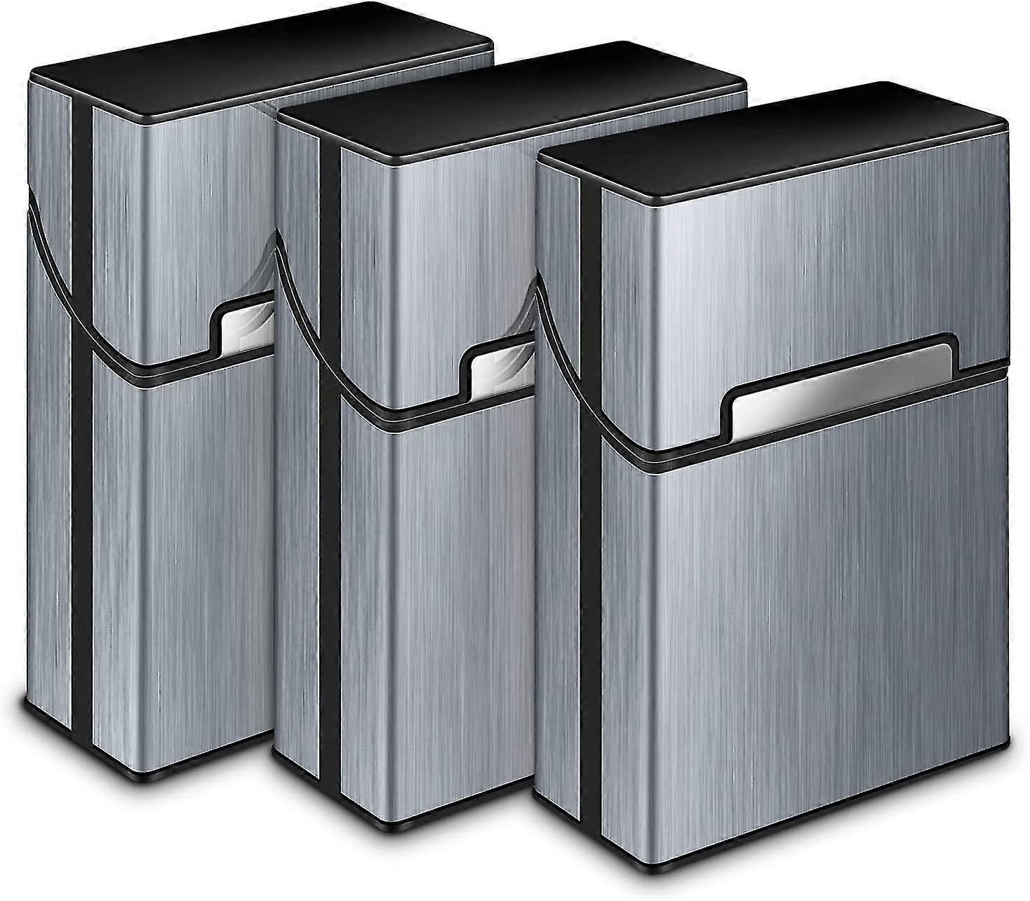 Cigarette Case, 3 Pieces Metal Cigarette Box With Magnetic Closure,  Aluminum Cigarette Case, Reinforced Plastic Housing & Snap-in Function