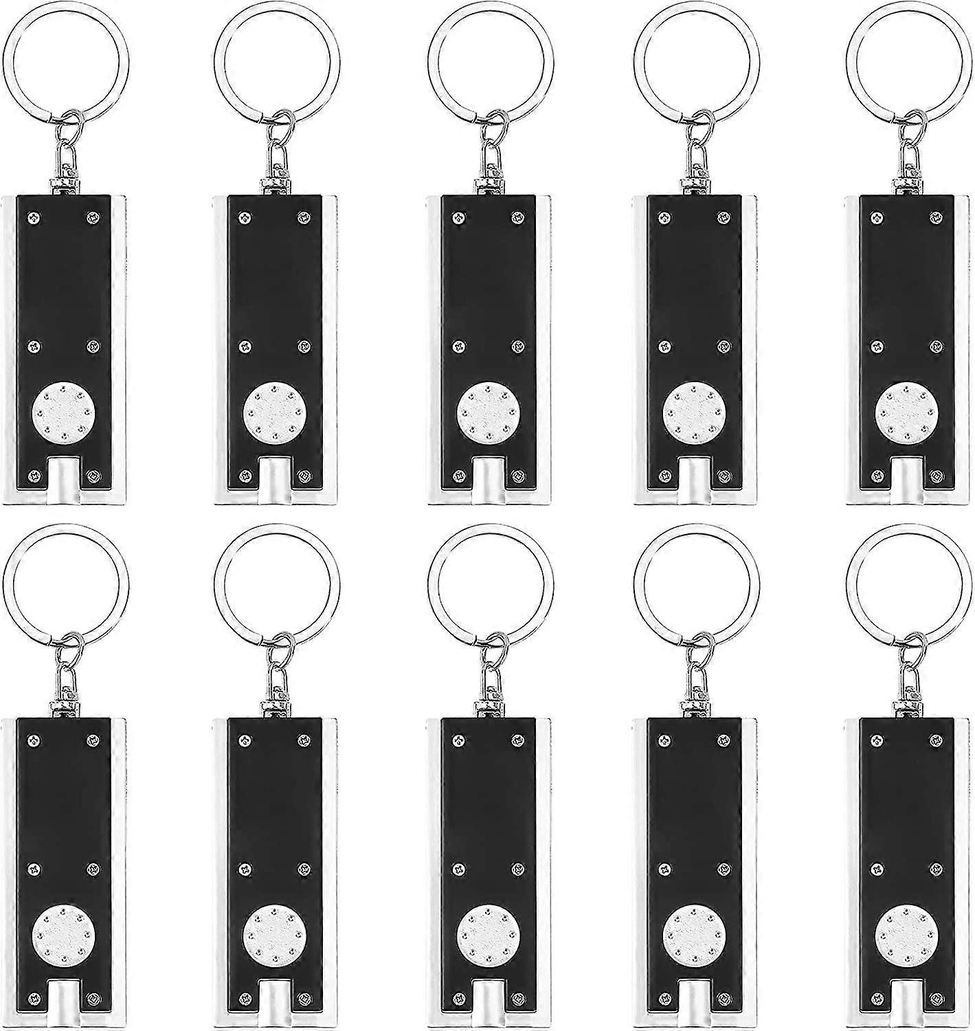 Mini Keychain Flashlight Portable Ultra Bright Led White Light Torch With Key Ring (black)10pcs