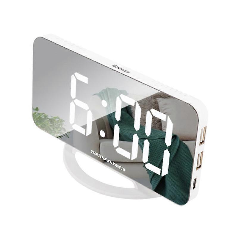 Digital Alarm Clock,Large Mirrored LED Clock,Snooze,Dim Night Lig