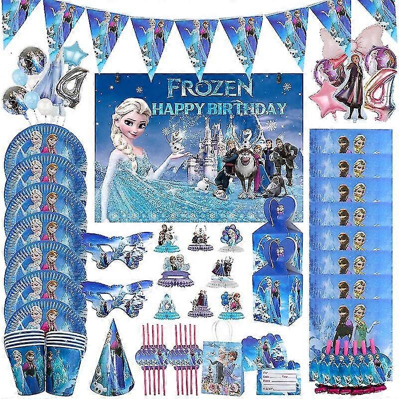 Frozen Anna Elsa Snow Queen Girls Birthday Party Decorations Tableware Set Supplies Kids Happy Paper Napkins Plates Cups