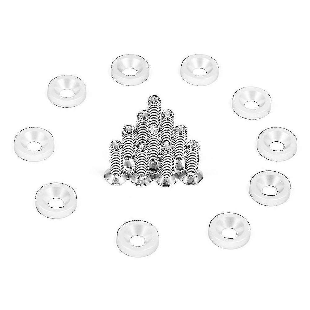 Car Modification Engine Fender Screw Washer M6 License Plate Frame Decorative Screw Washer 10 Pack - Silver (four Pack)