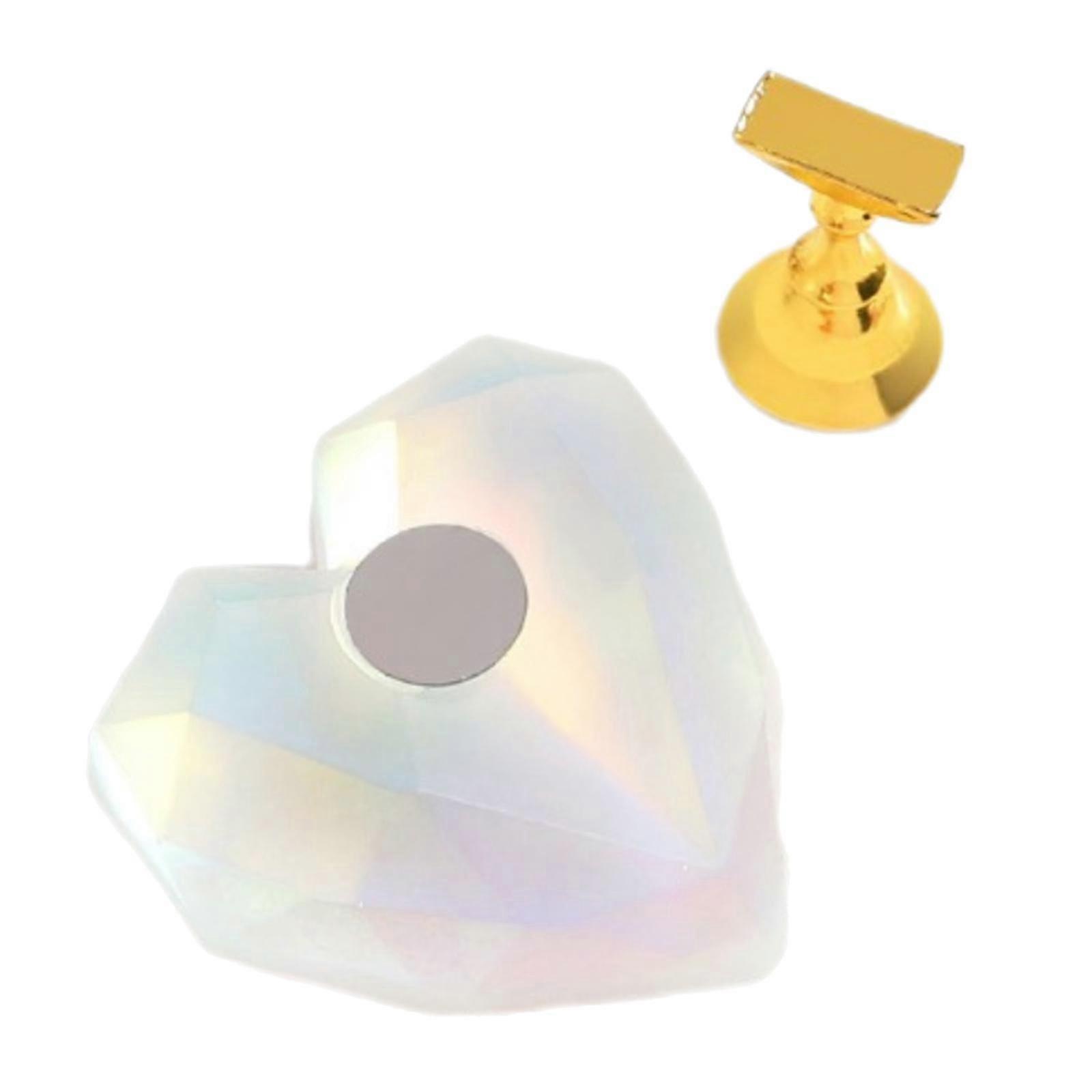 Nail Tips Stand Base Magnetic Nail Art Display for Practice Aurora White