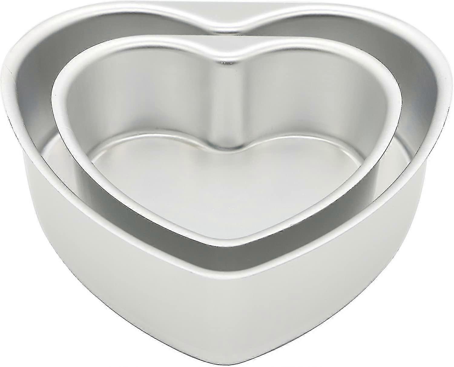2 Pcs Cake Pan Set 6 Inch & 8 Inch Silver
