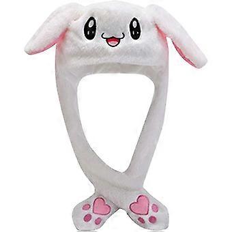 Chapeau de lapin Oreille Moving Jumping Hat Drôle de lapin En peluche Chapeau Capuchon pour femmes-