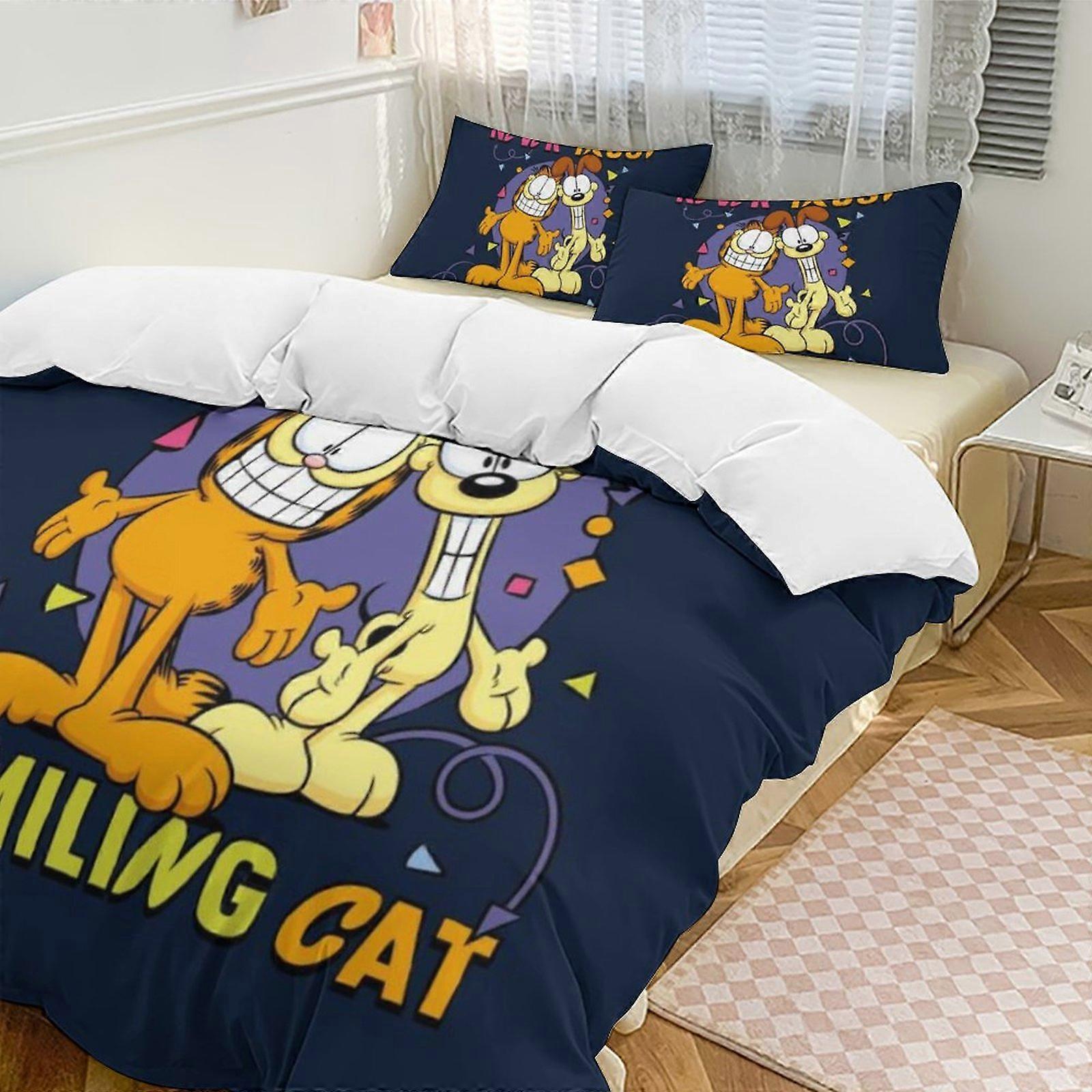 a2757 Lençóis O Conjunto de Cama Garfield Conjunto de Capa de Edredão Tema dos Desenhos Animados Lençóis de Quarto Infantil iip2757
