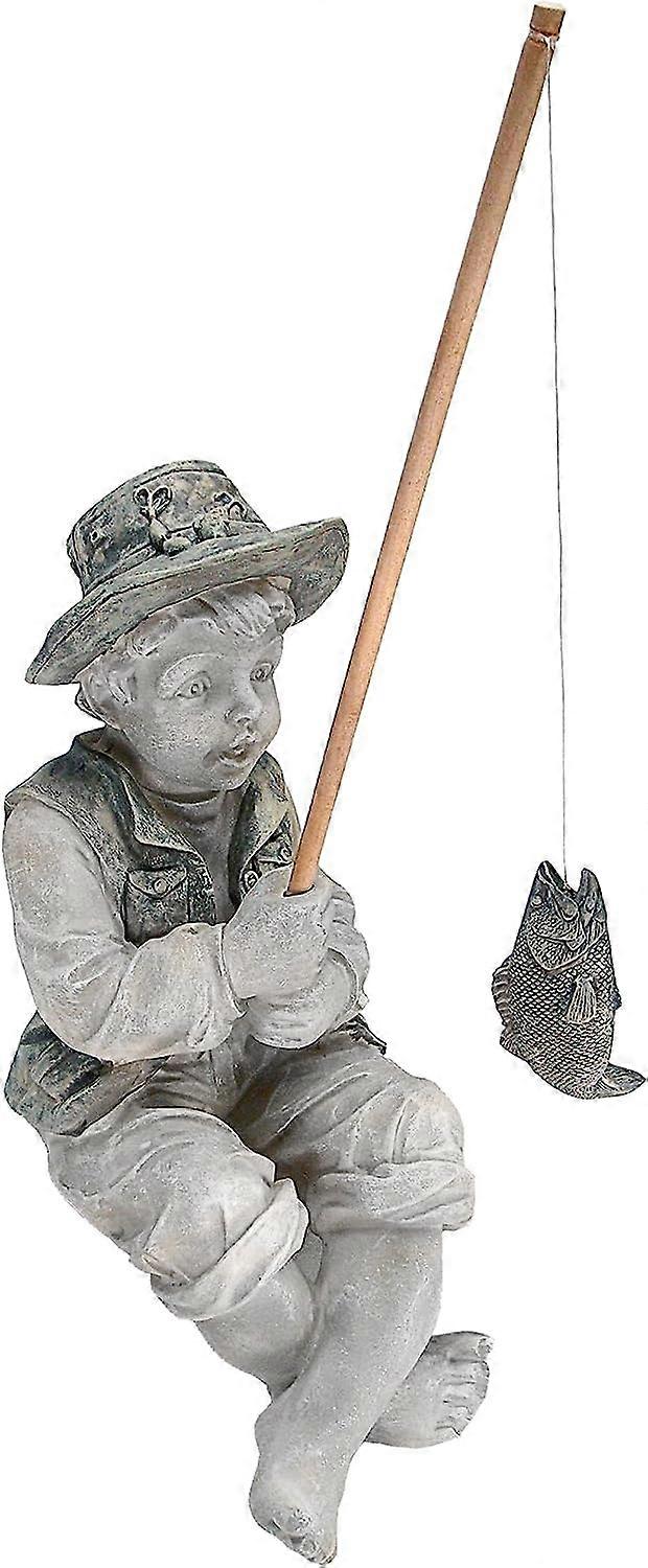 Design Frdric le Petit Pcheur d'Avignon Fisherman statue for garden, 14cm, polyresin, two stone tones