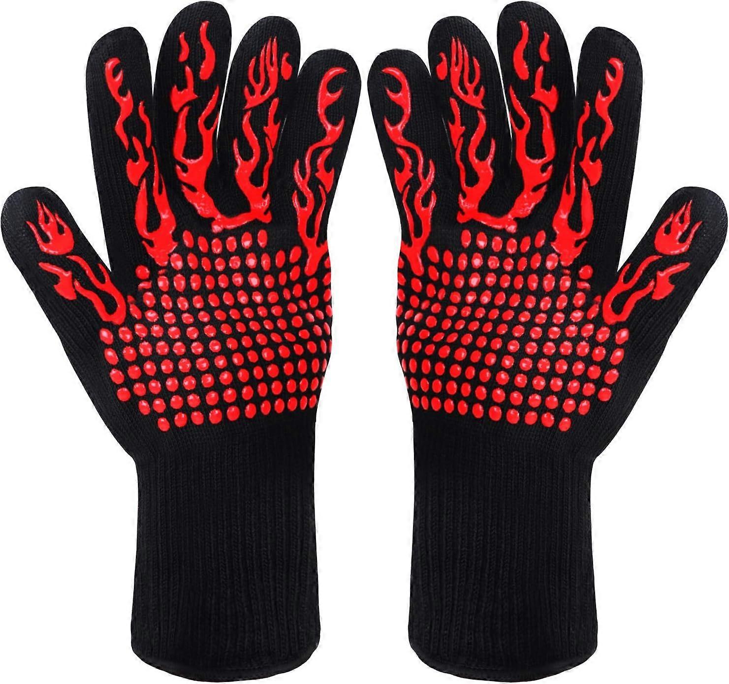 BBQ Gloves - Heat Resistant Silicone Oven Gloves for Baking, Welding