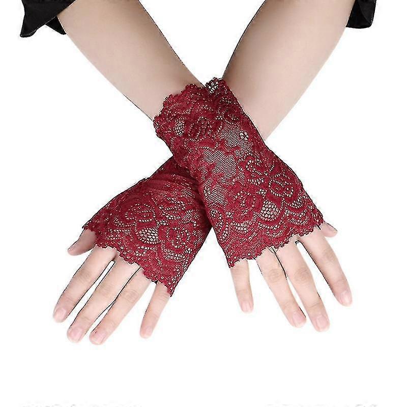 المرأة قفازات جوفاء حفل زفاف العروس قفازات شبكة شفافة قفازات بلا أصابع