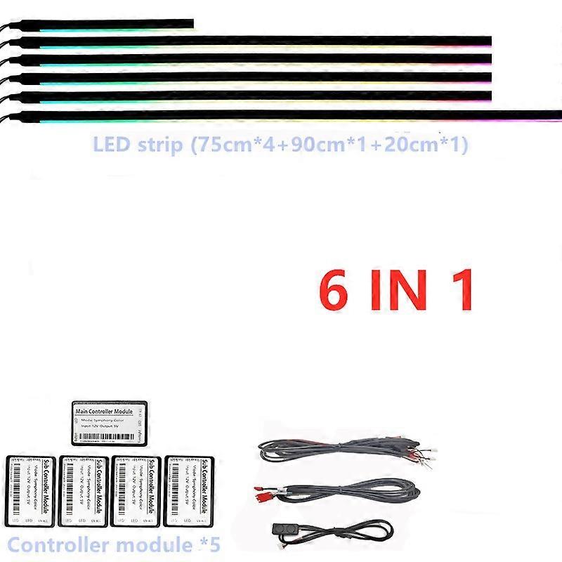 led symfoni 64 farge rgb dobbel sone bil atmosfære interiør akryl guide fiberoptisk universell dekorasjon ambient