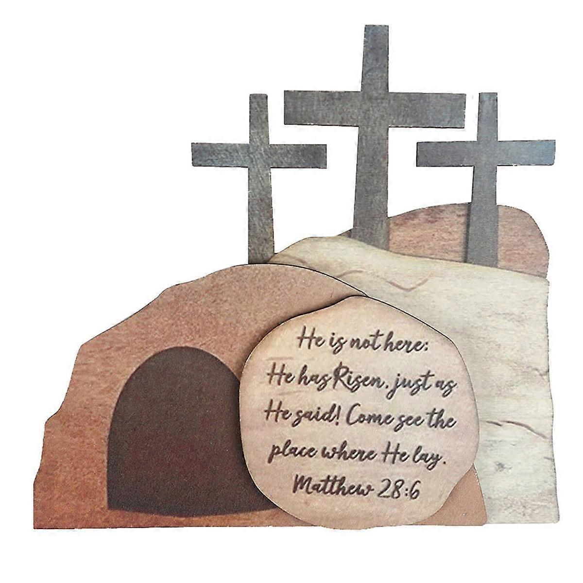Easter Resurrection Scene Wooden Decor Easter Eid Al-Fitr Decor Wooden Resurrection Scene Decor Nativity Set-A