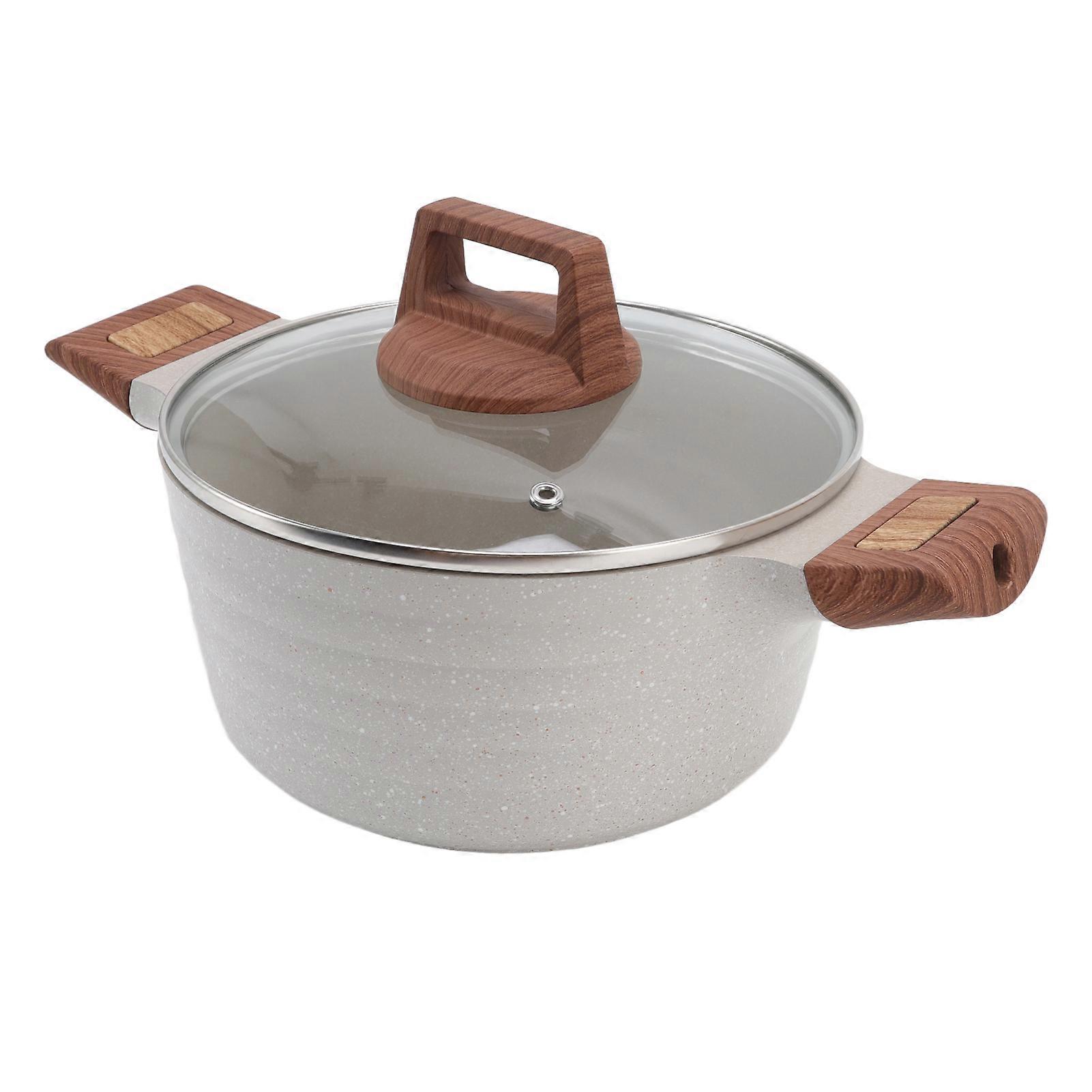 24cm Double Ear Soup Pot with Lid Universal Dutch Oven Fast Heating Non-Stick for Home Cooking