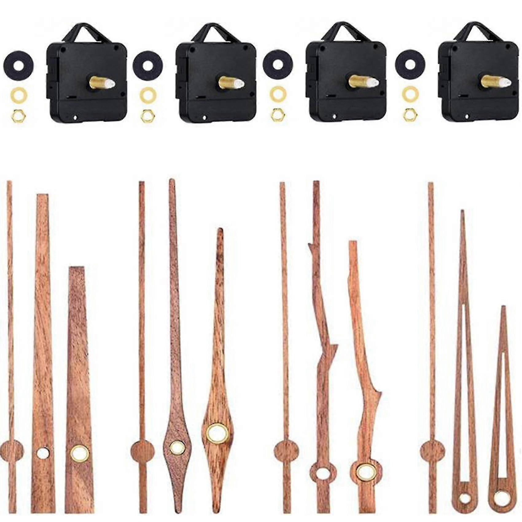 4pcs Long Shaft Wall Clock Movement Mechanism With 4 Types 12 Inch Walnut Wood Quartz Clock Parts R PXCL