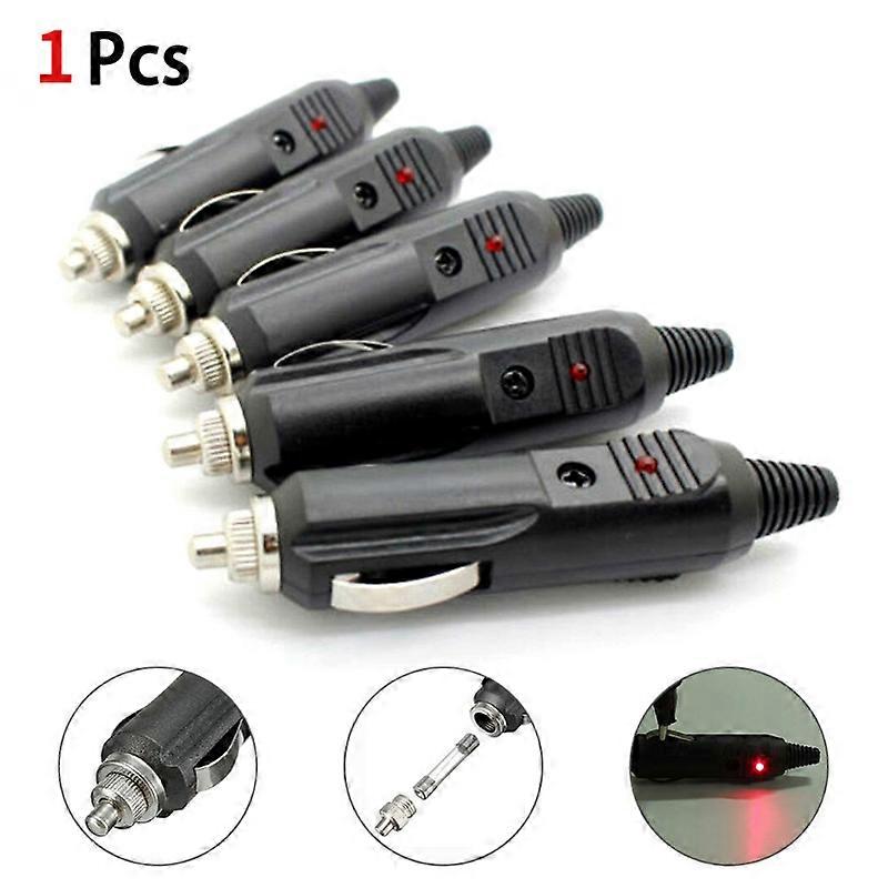 1PC12V High Power Male Car Cigarette Lighter Socket Plug Connector with LED Heat Resistance High Temperature Resistance Socket
