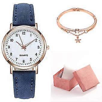 Women's Classic Quartz Watch With Luminous Dial, Frosted Leather Strap, Retro Small Round Women's Watch With Bracelet And Box 242394 good
