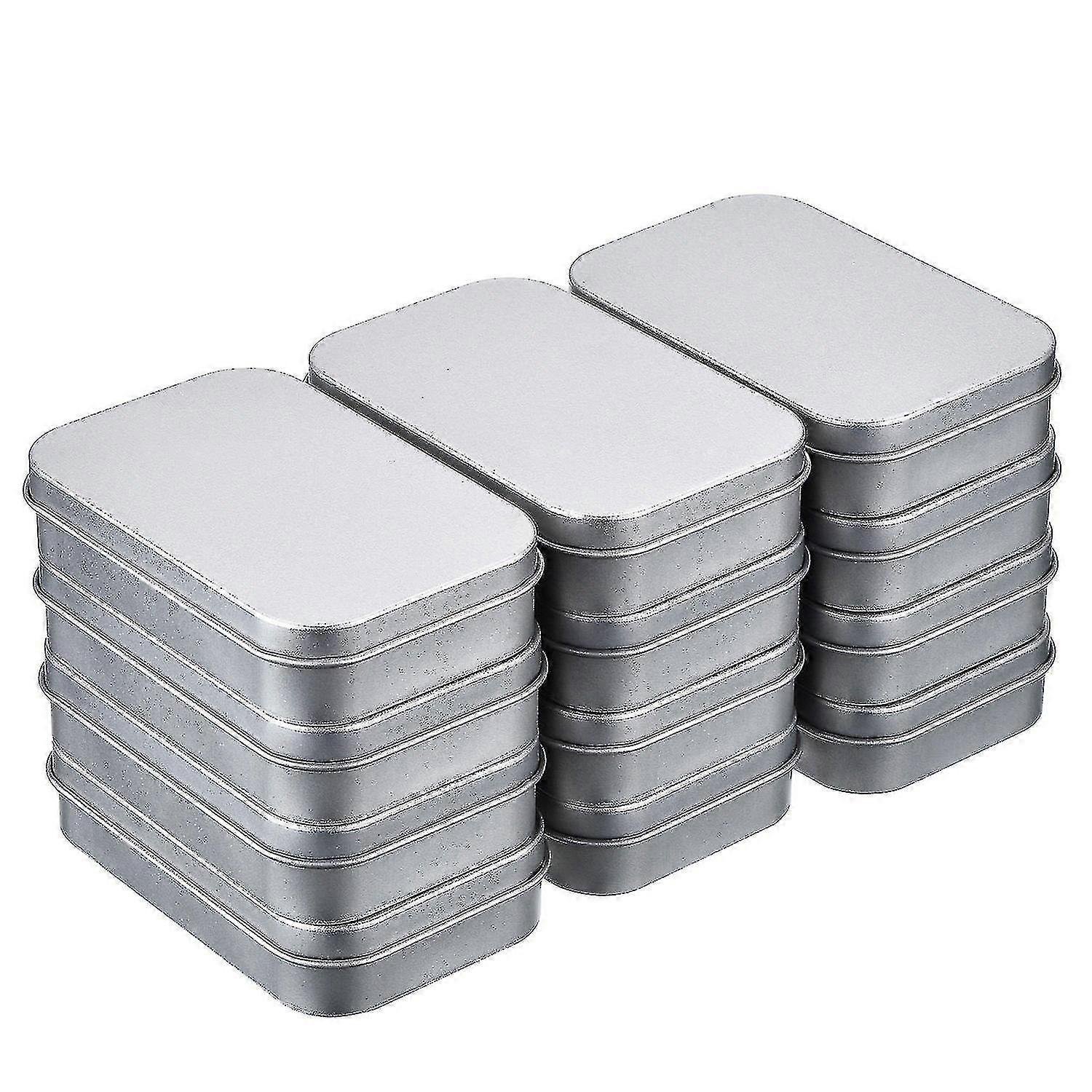 12-pack 4.5 X 3.4 X 0.85 Inch Silver Metal Rectangular Empty Hinged Jar Box Container Portable