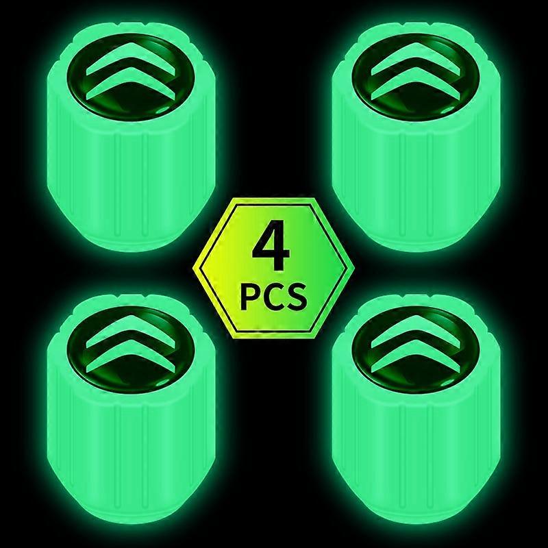 4Pcs Car Tyre Luminous Valve Cap Glowing Valve Cover Nozzles Accessories For Citroen C1 C2 C3 C4 C5 C6 C8 Picasso Cactus C3-XR-Motor Vehicle Wheel Par
