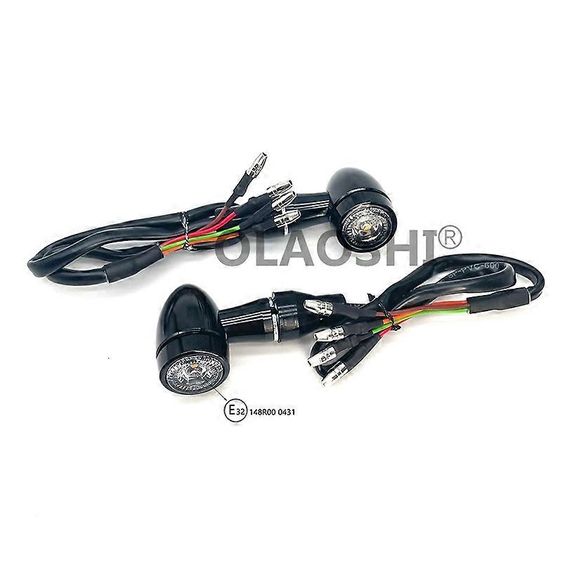 Pair Of Turn Signal Indicators For Cagiva Ducati – Amber/Yellow Glass, Black Body