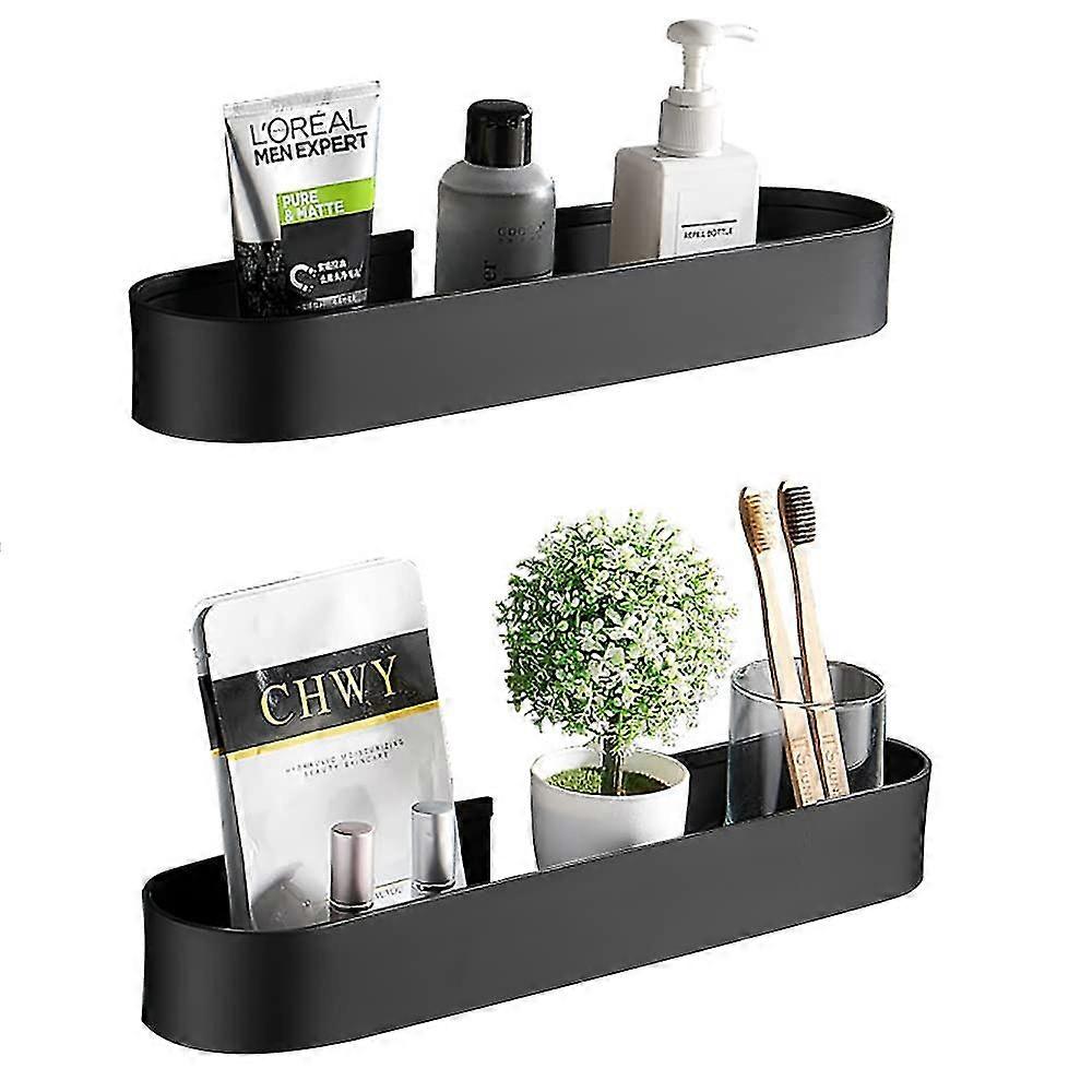 Badezimmerregale Kein Bohren, 1 Stück schwarzer Duschaufbewahrungskorb, Gewürzregal Wandmontierter Duschkorb, Aluminium