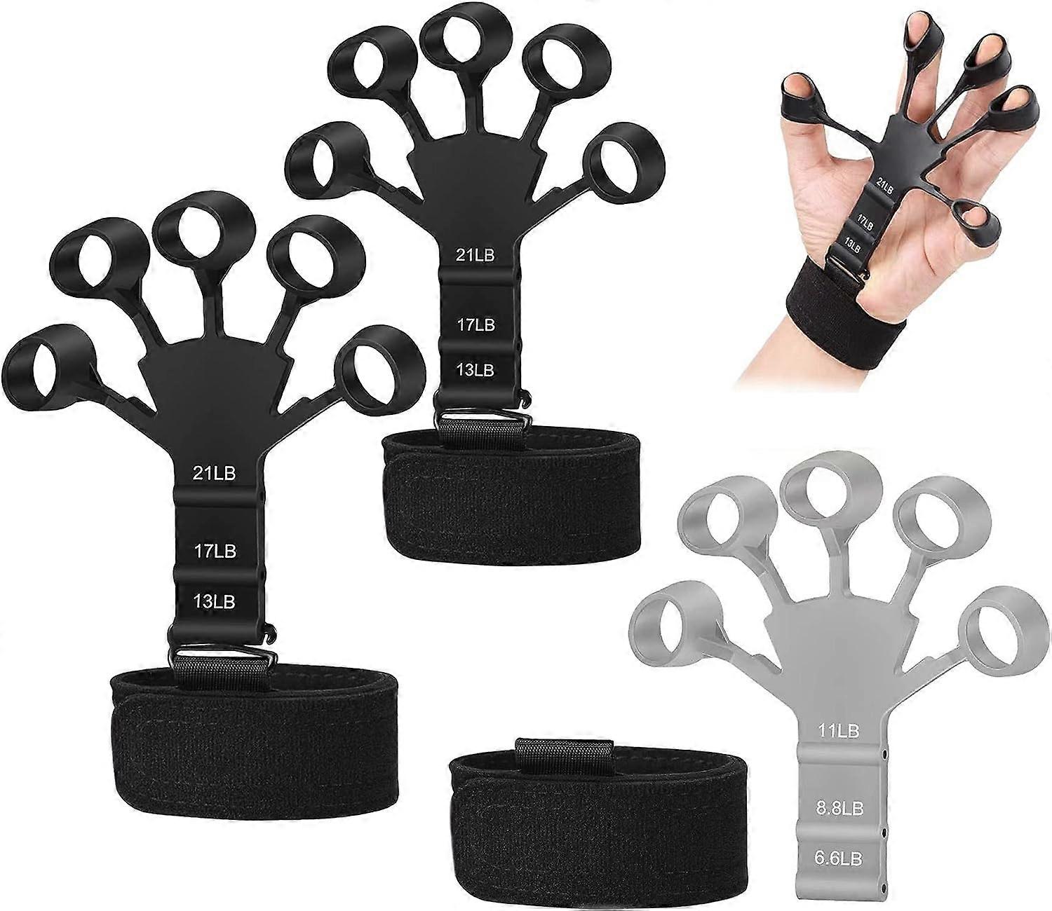 3PCS Finger Trainer,6 Resistance Level Guitar Finger Stretcher Hand Exerciser Yoga Equipment, Forearm Trainer or Forearm Exercise for Tennis Sports, R